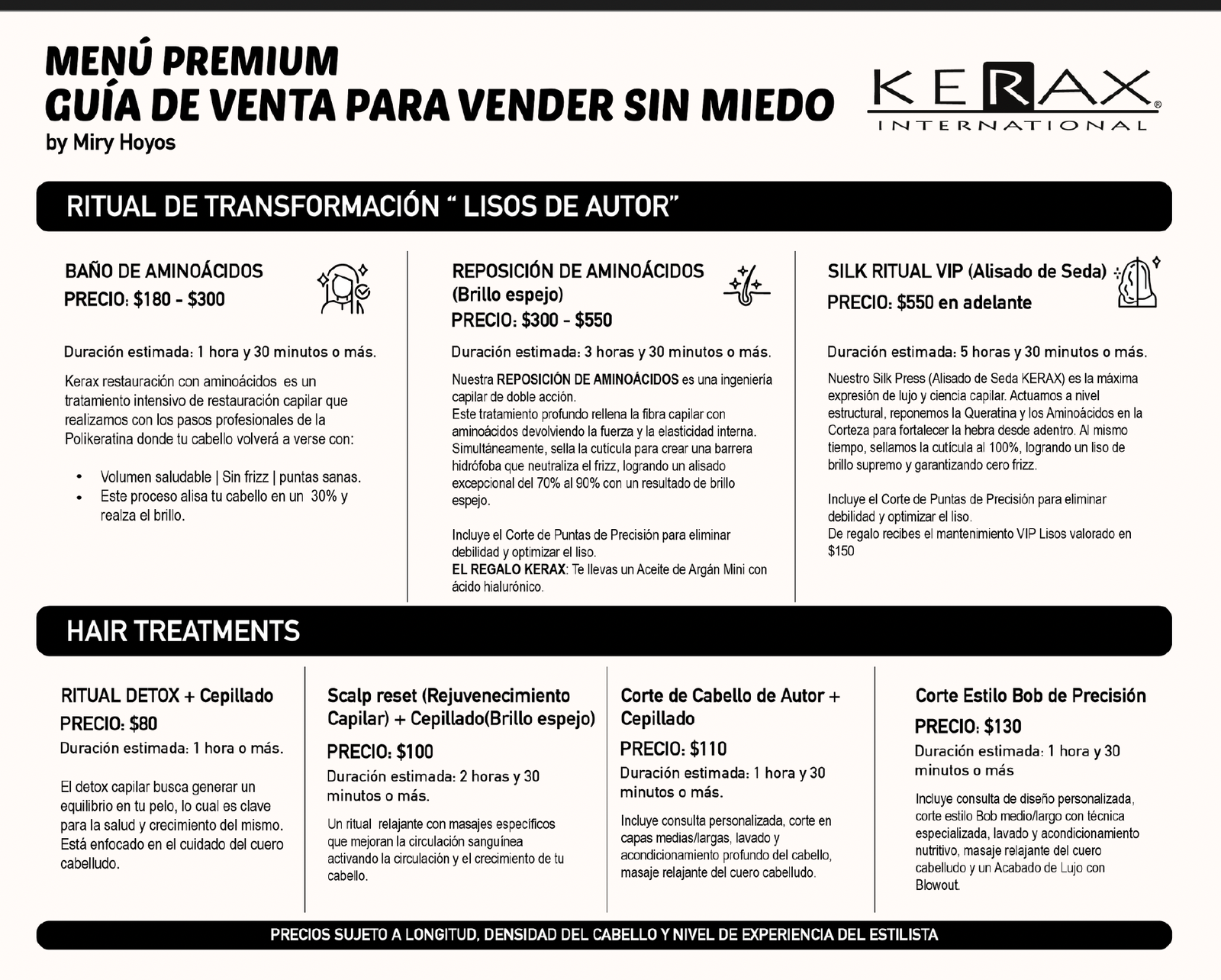 Menú Premium y Guía de Venta